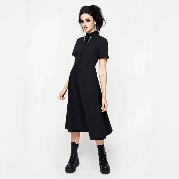 NWT Disturbia Fenrir Midi Shirt Dress Black 16 - Picture 2 of 11